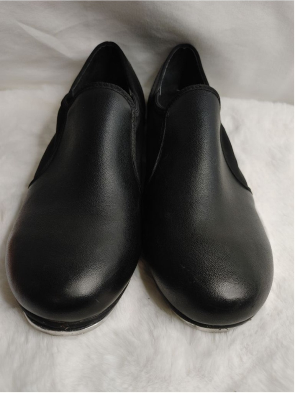 Womens Theatricals Black Faux Leather Tap Shoes Dress Slip on Size 7 23.5 cm